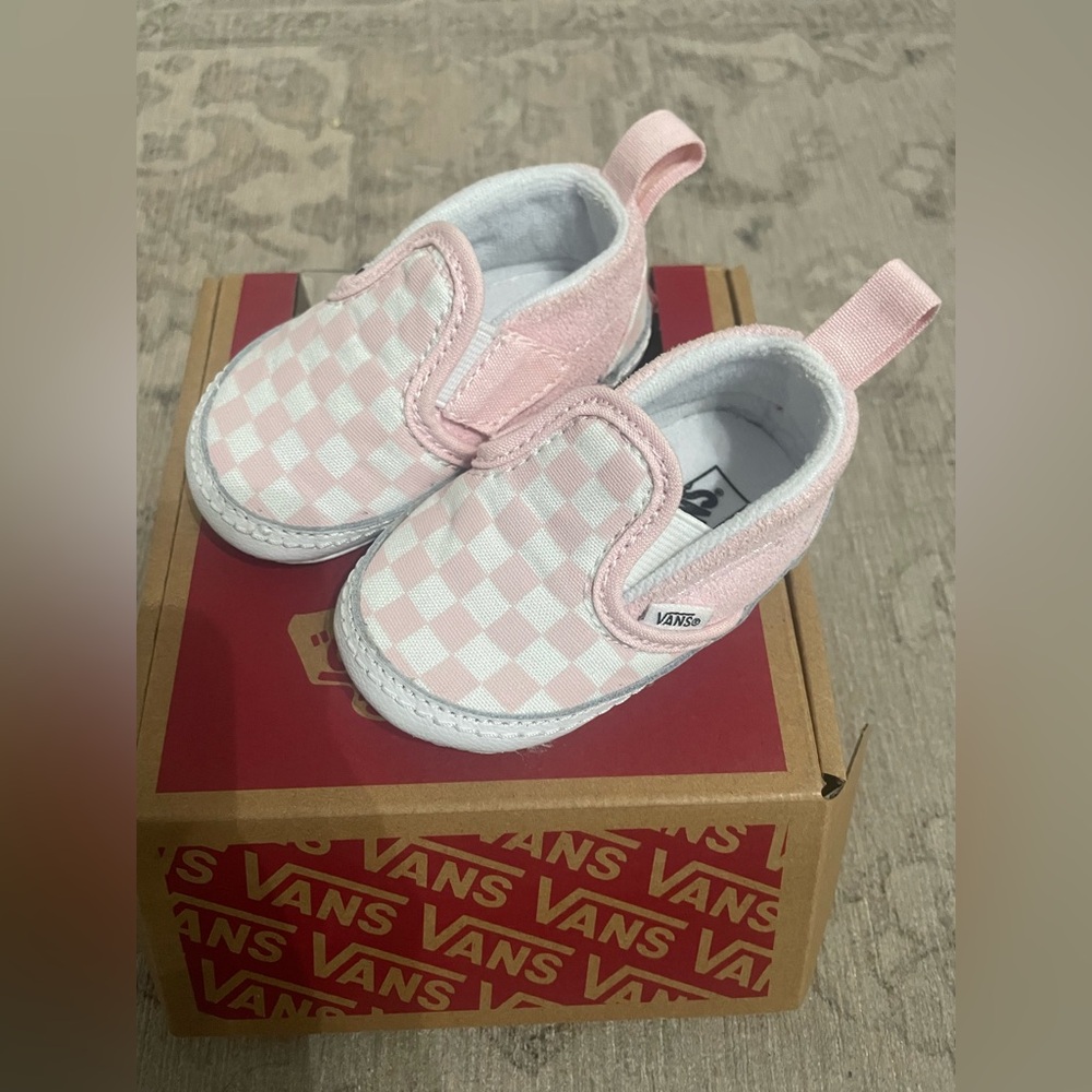 Vans Infant Pink and White Checkered Sneakers